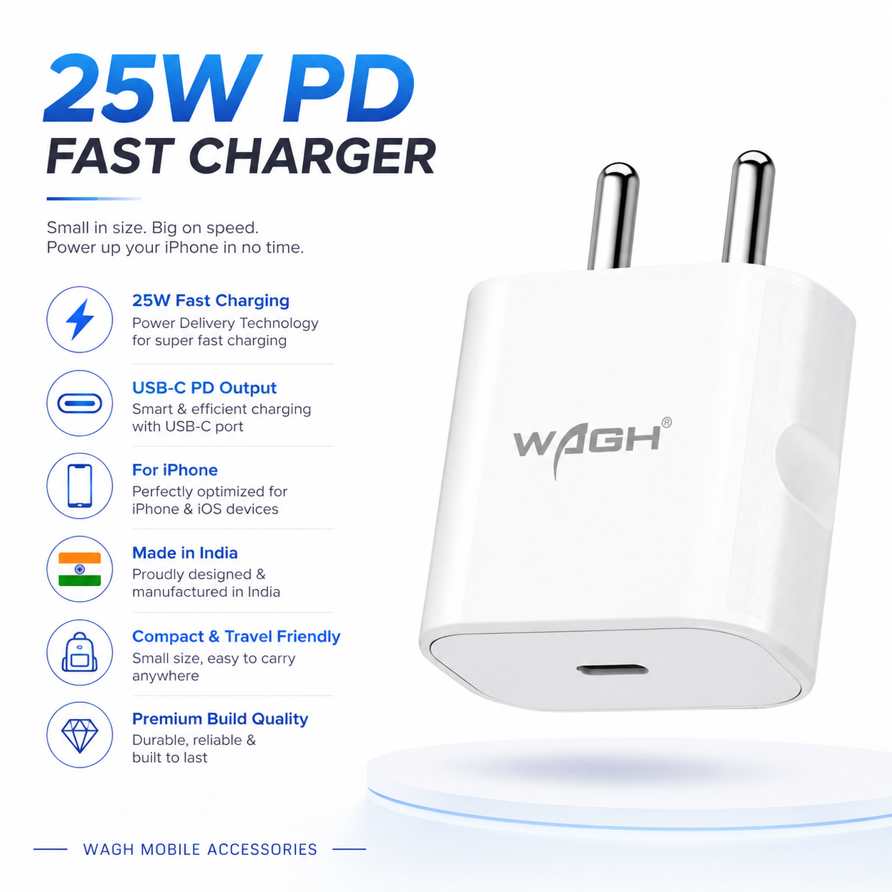 Wagh 25W Type c PD Fast Charging