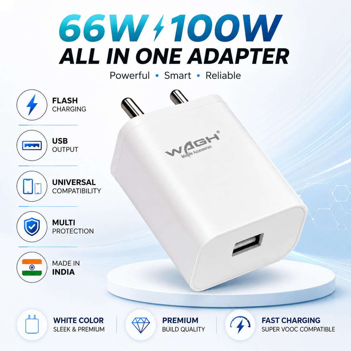 WAGH 66W / 100W All In One Adapter 2.0 – Powerful, Smart & Reliable Fast Charger