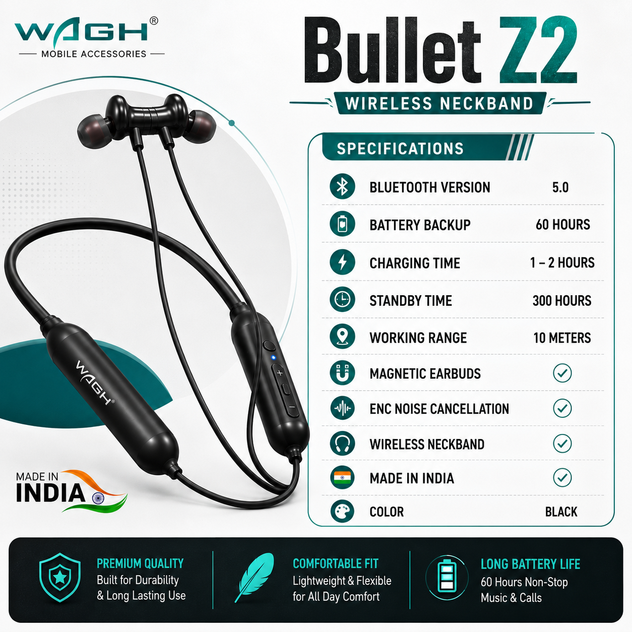 WAGH Bullet Z2 Wireless Neckband