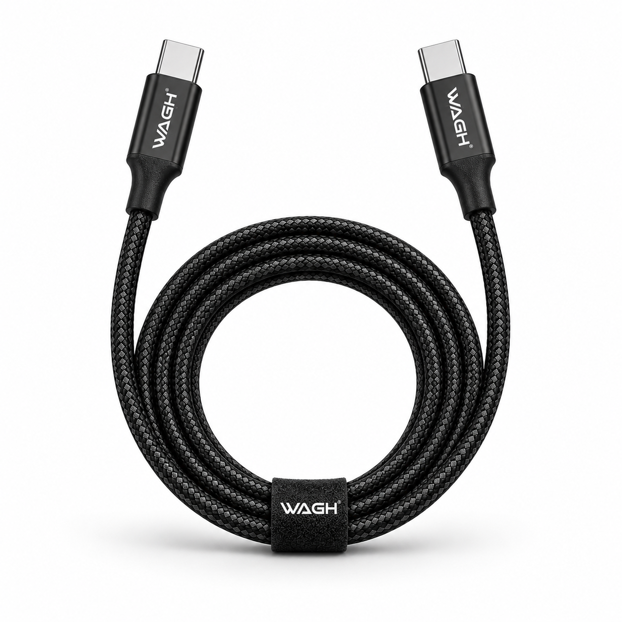 WAGH GRIPP 120W Super Fast Charging Type-C to Type-C Braided Cable (1.2m, Black)