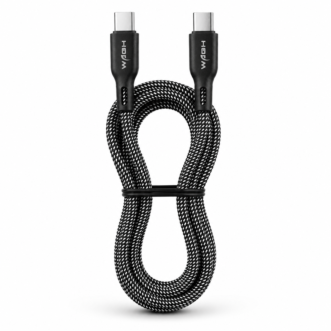 Wagh Mobile Accessories Hunter 120W Type-C to Type-C Cable | 2 Meter, Braided Nylon, Black