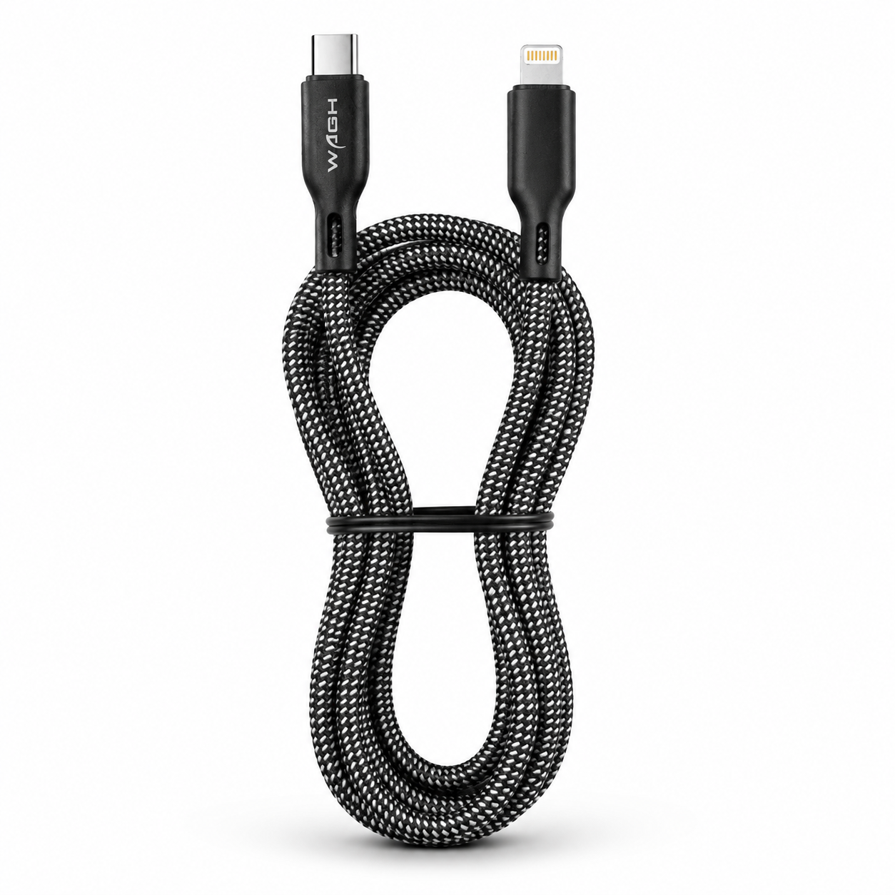 Wagh Mobile Accessories Hunter 25W Type-C to Lightning Cable | 2 Meter, Braided Nylon, Black