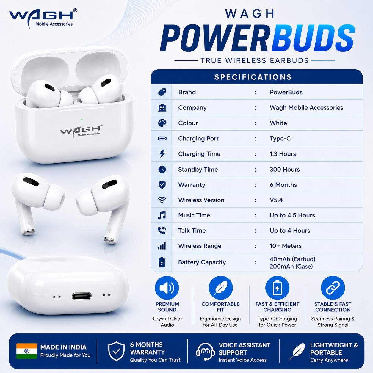 Wagh Wireless Powerbuds