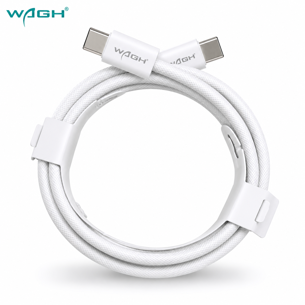 Wagh Mobile Accessories Rootz Type-C to Type-C Cable | 120W Super Fast Charge, 1 Meter (White)