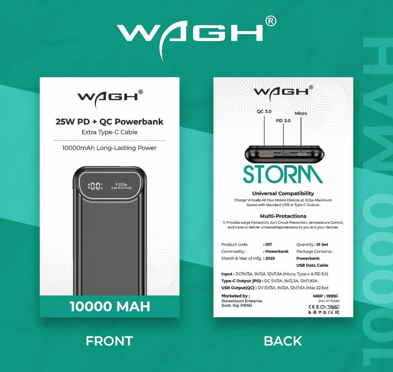 10000 mAh Power Bank 25W Universal