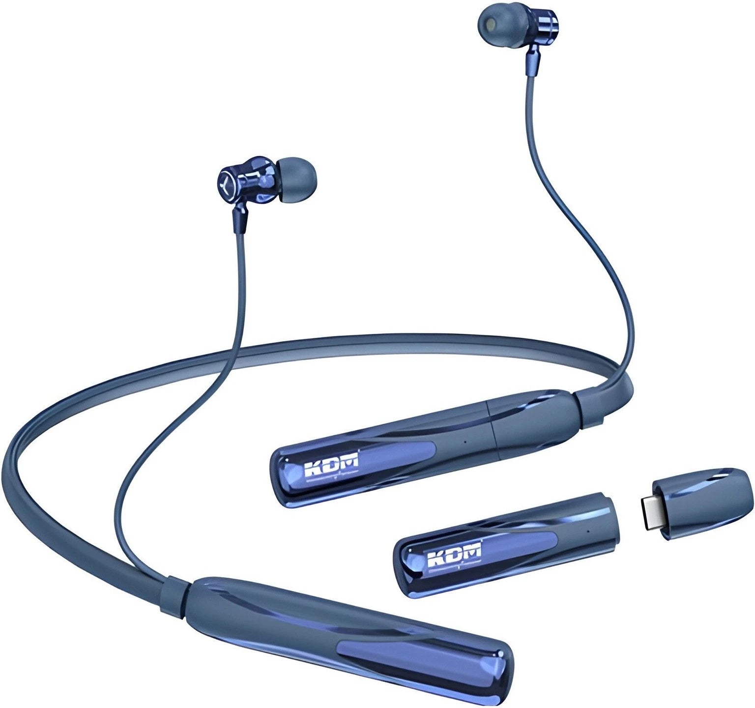 KDM A1 Alpha Wireless V5.4 Upto 80 HRS Music Time 300mAh Battery Bluetooth Headset (Blue, In the Ear)
